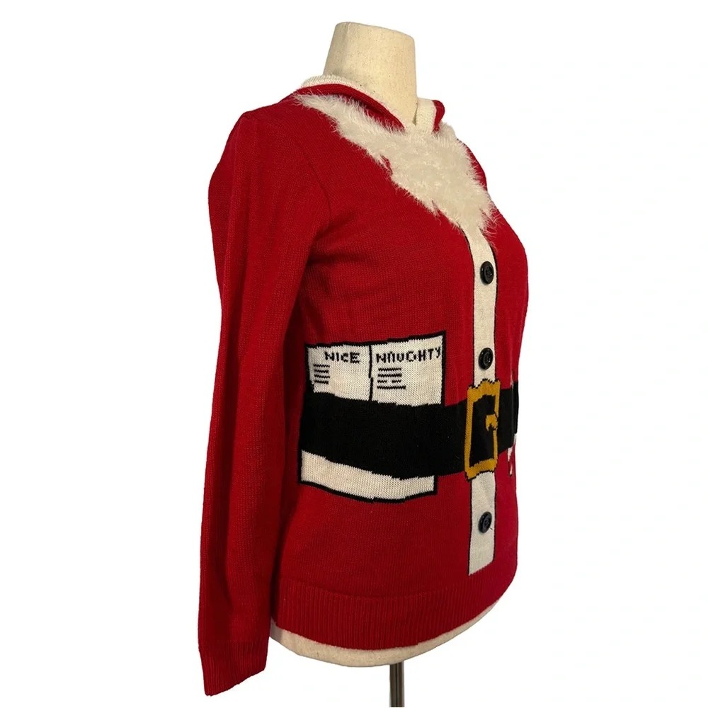 Rue21 Santa Claus Ugly Christmas Sweater Hoodie | Size Medium
